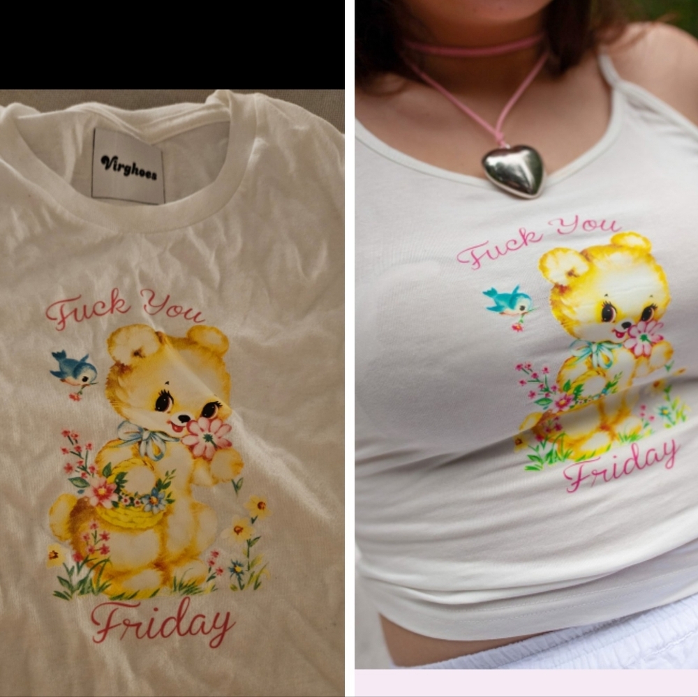 Nwot Virghoes F You Friday Cute Face T Shirt S/M